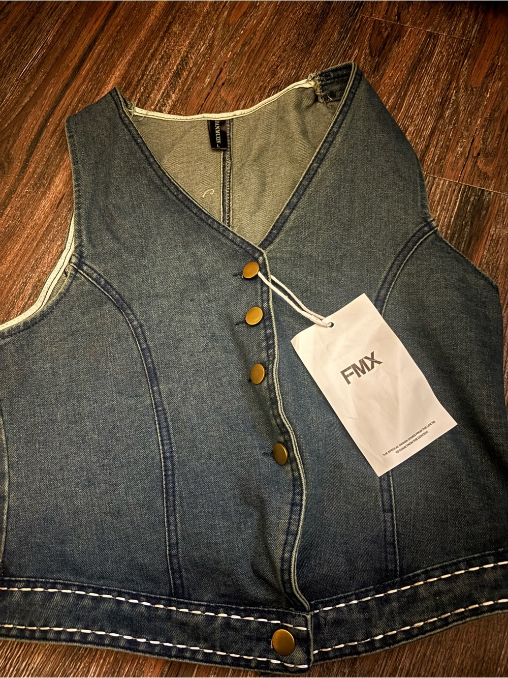 Women's Denim Button-Front Vest in Dark Blue